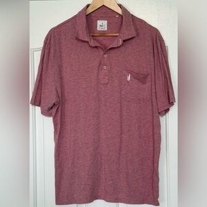 EUC⚡️Johnnie-O Hangin’ Out Polo Shirt XL | Heathered Red Samba Pocket Polo ⛳️